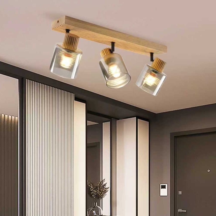 Brilagi - Kohdevalaisin HYGGE 3xE14/15W/230V kumipuu/savunharmaa