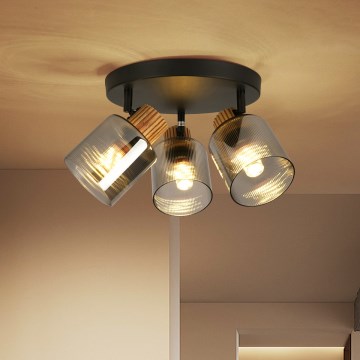 Brilagi - Kohdevalaisin HYGGE 3xE14/15W/230V musta/savunharmaa