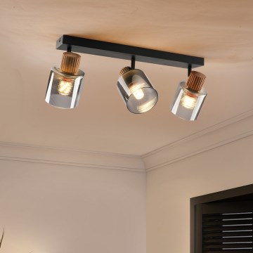 Brilagi - Kohdevalaisin HYGGE 3xE14/15W/230V musta/savunvärinen