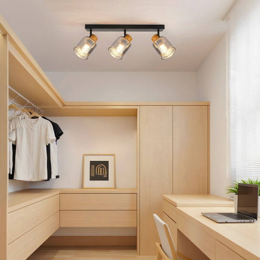 Brilagi - Kohdevalaisin HYGGE 3xE14/15W/230V musta/savunvärinen