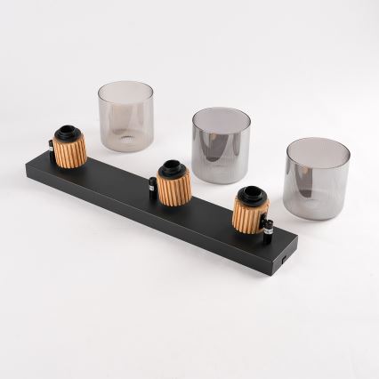 Brilagi - Kohdevalaisin HYGGE 3xE14/15W/230V musta/savunvärinen