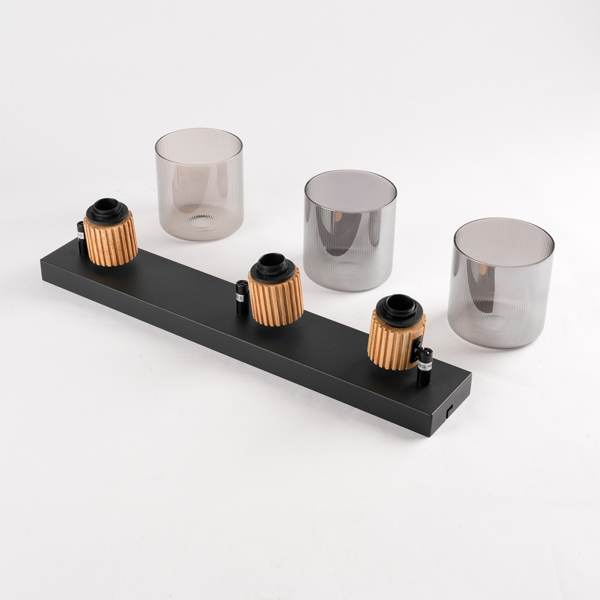 Brilagi - Kohdevalaisin HYGGE 3xE14/15W/230V musta/savunvärinen