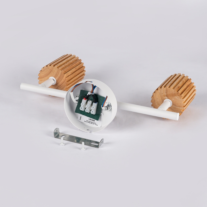 Brilagi - Kohdevalaisin MODERN WOOD 2xGU10/8W/230V kumipuu/valkoinen