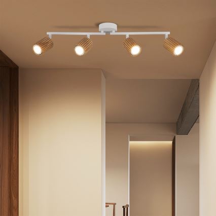 Brilagi - Kohdevalaisin MODERN WOOD 4xGU10/8W/230V kumipuu/valkoinen