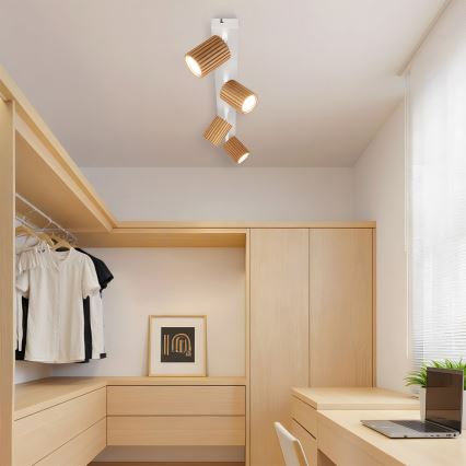 Brilagi - Kohdevalaisin MODERN WOOD 4xGU10/8W/230V kumipuu/valkoinen