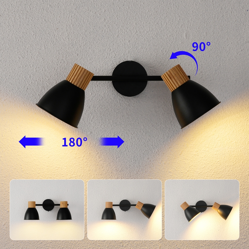 Brilagi - Kohdevalaisin ODENSE 2xE14/10W/230V kumipuu/musta