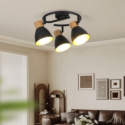 Brilagi - Kohdevalaisin ODENSE 3xE14/10W/230V kumipuu/musta