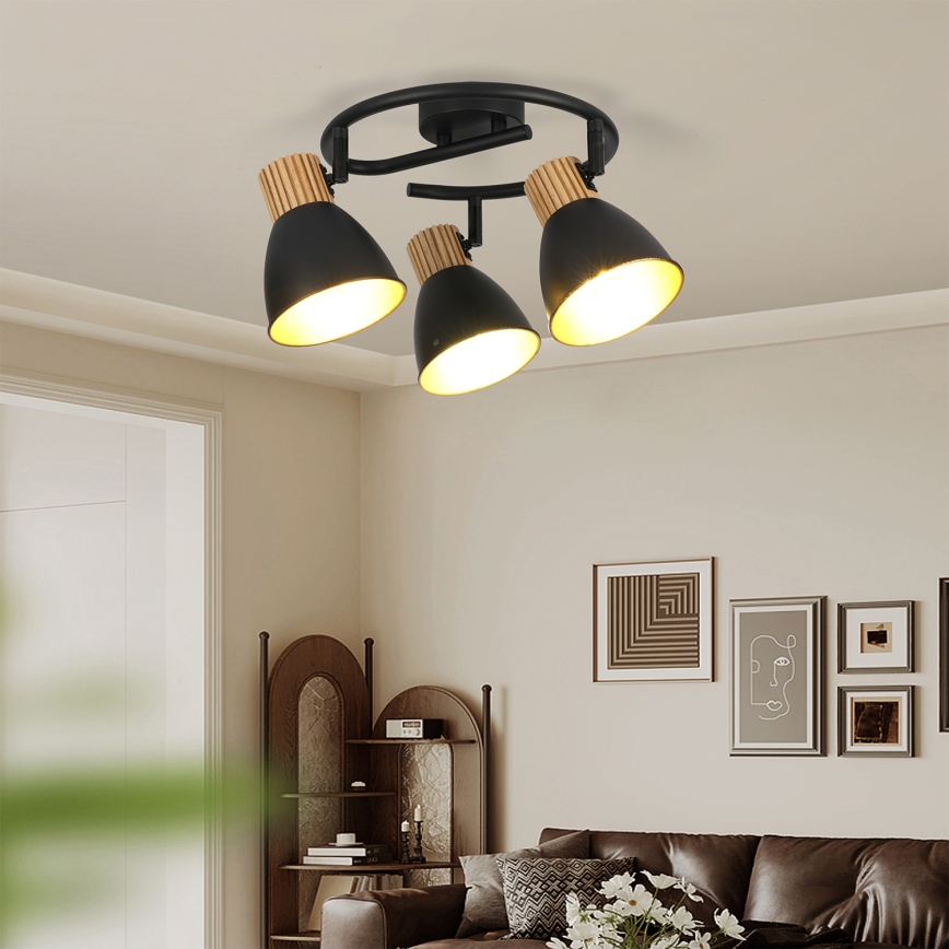 Brilagi - Kohdevalaisin ODENSE 3xE14/10W/230V kumipuu/musta