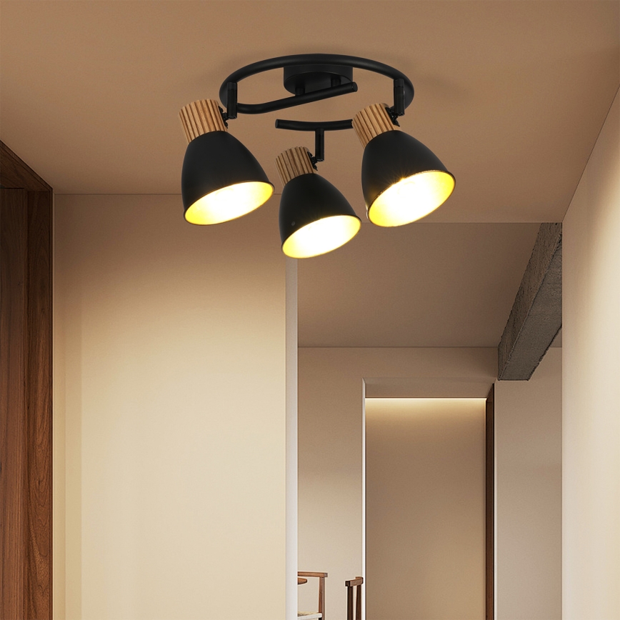 Brilagi - Kohdevalaisin ODENSE 3xE14/10W/230V kumipuu/musta