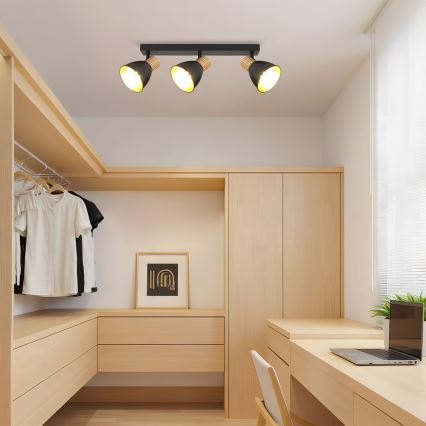 Brilagi - Kohdevalaisin ODENSE 3xE14/10W/230V kumipuu/musta