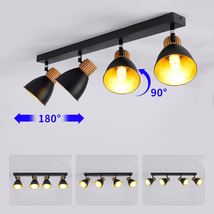 Brilagi - Kohdevalaisin ODENSE 4xE14/10W/230V kumipuu/musta
