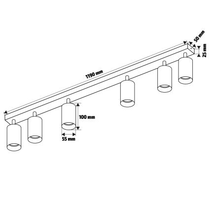 Brilagi - Kohdevalaisin SELE DIAMANT 6xGU10/30W/230V musta