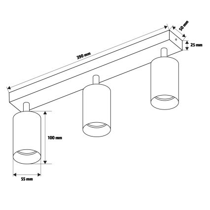 Brilagi - Kohdevalaisin SELE MODERN 3xGU10/30W/230V musta