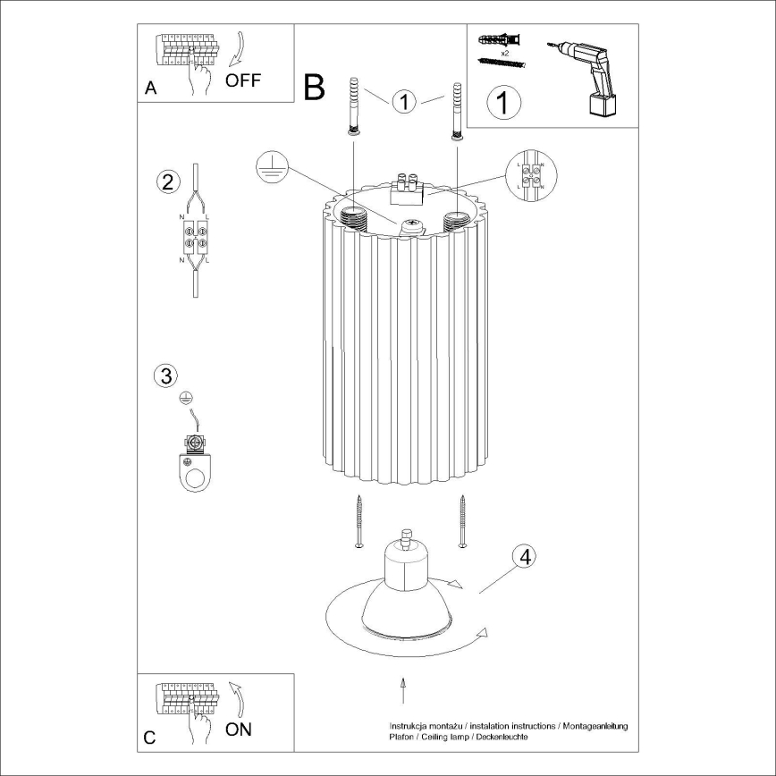 Brilagi - Kohdevalo CRESTO 1xGU10/10W/230V 10 cm kerma