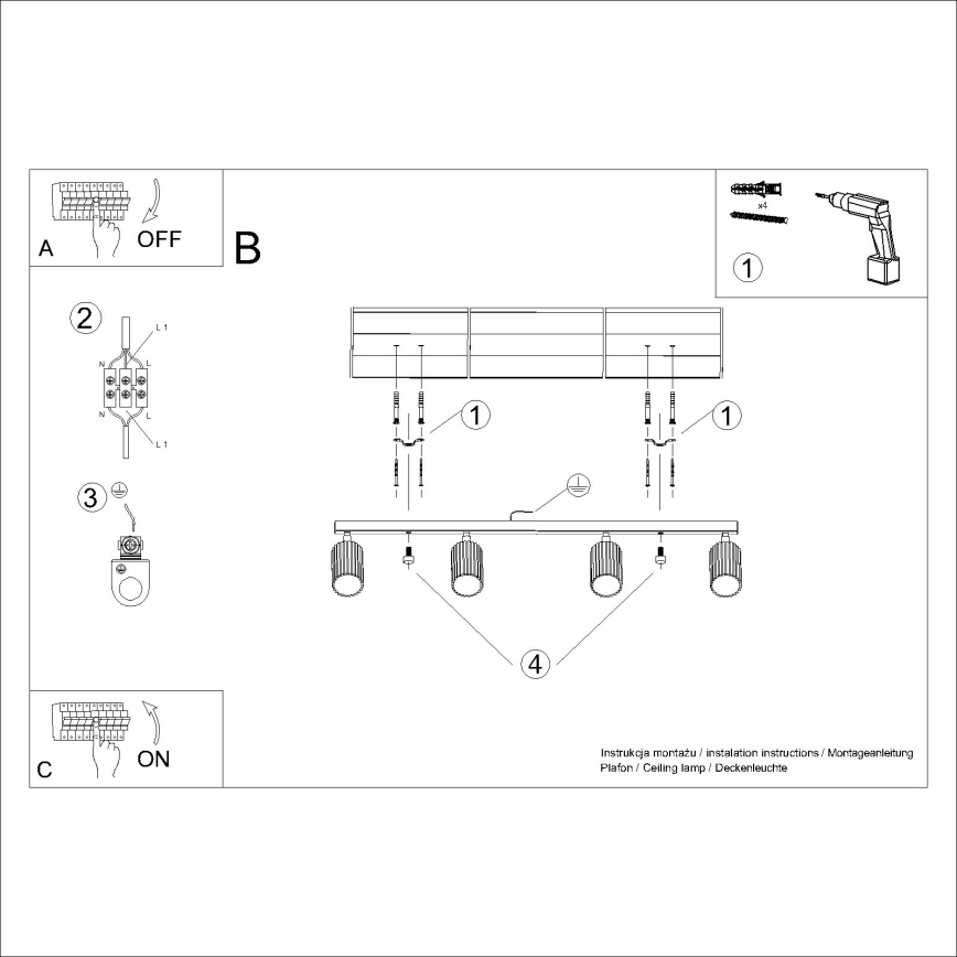 Brilagi - Kohdevalo CRESTO 4xGU10/10W/230V valkoinen