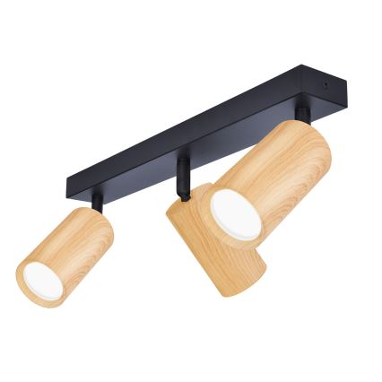 Brilagi - Kohdevalo SELE 3xGU10/30W/230V musta/tammi sisustus