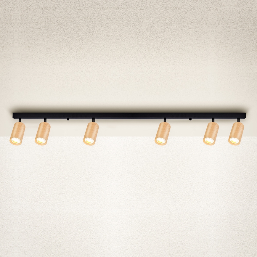 Brilagi - Kohdevalo SELE 6xGU10/30W/230V musta/tammi sisustus