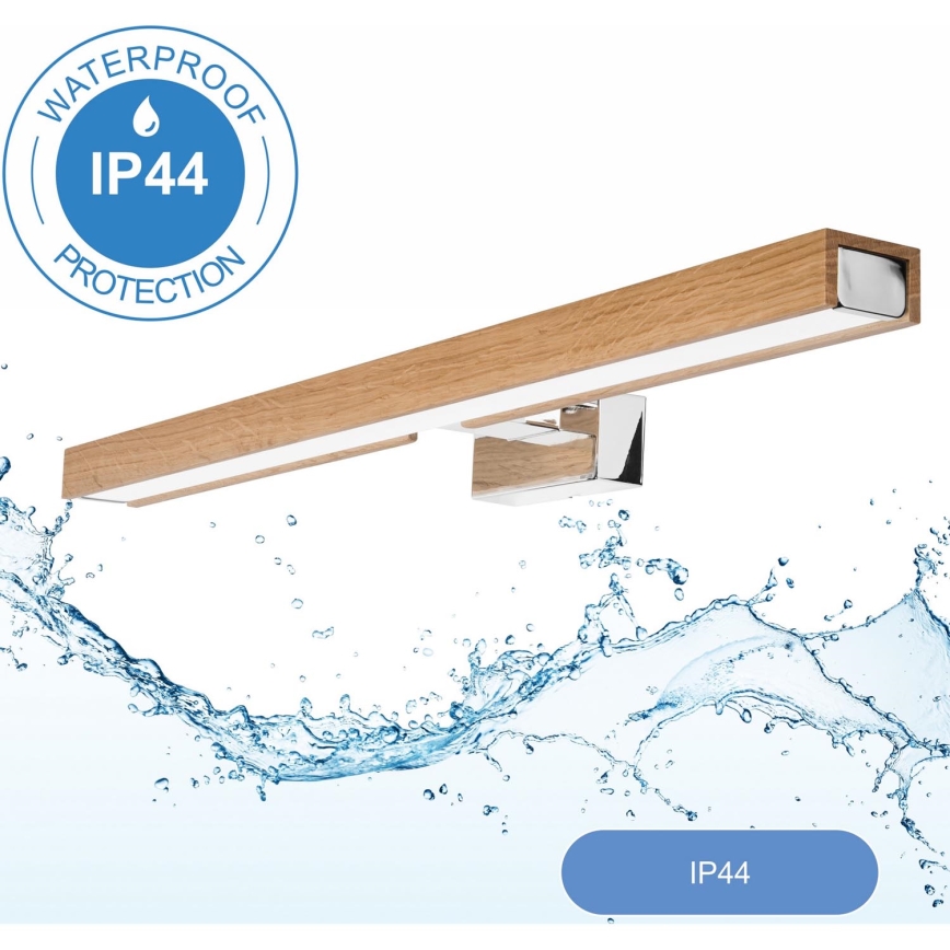 Brilagi - Kylpyhuoneen LED-peilivalo WOODY MIRROR LED/12W/230V 60 cm IP44 tammi/kiiltävä kromi