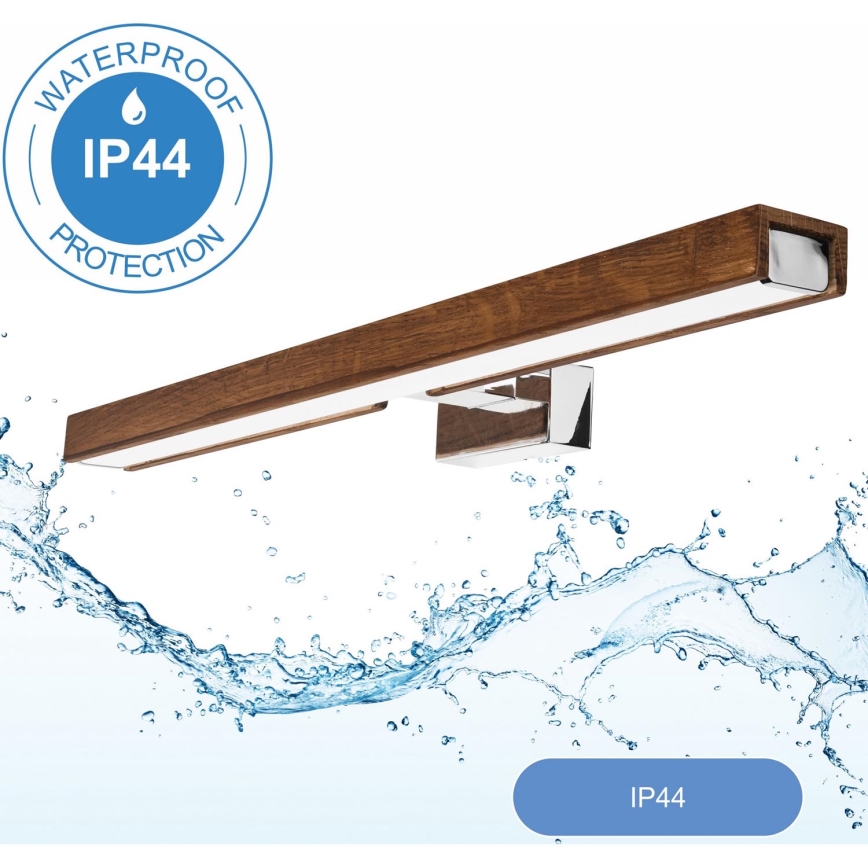 Brilagi - Kylpyhuoneen LED-peilivalo WOODY MIRROR LED/12W/230V 60 cm IP44 tammi kirsikka/kiiltävä kromi