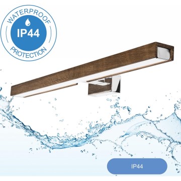Brilagi - Kylpyhuoneen LED-peilivalo WOODY MIRROR LED/12W/230V 60 cm IP44 tammi saksanpähkinä/kiiltävä kromi