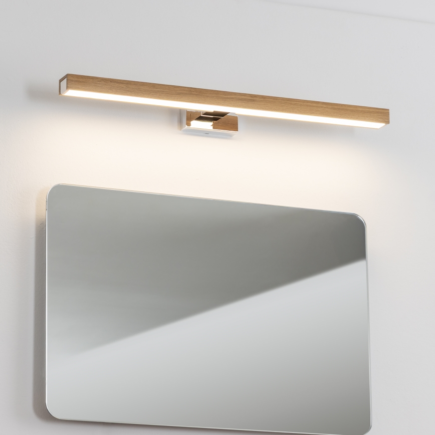 Brilagi - Kylpyhuoneen LED-peilivalo WOODY MIRROR LED/12W/230V 60 cm IP44 tammi/kiiltävä kromi