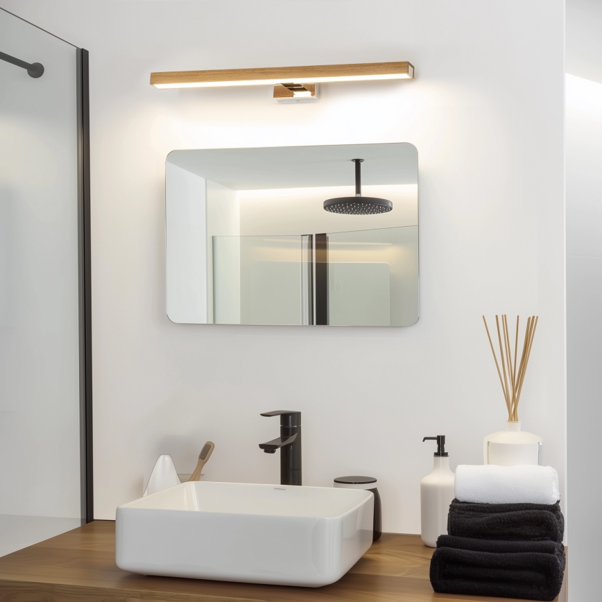 Brilagi - Kylpyhuoneen LED-peilivalo WOODY MIRROR LED/12W/230V 60 cm IP44 tammi/kiiltävä kromi