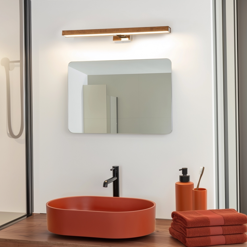 Brilagi - Kylpyhuoneen LED-peilivalo WOODY MIRROR LED/12W/230V 60 cm IP44 tammi kirsikka/kiiltävä kromi