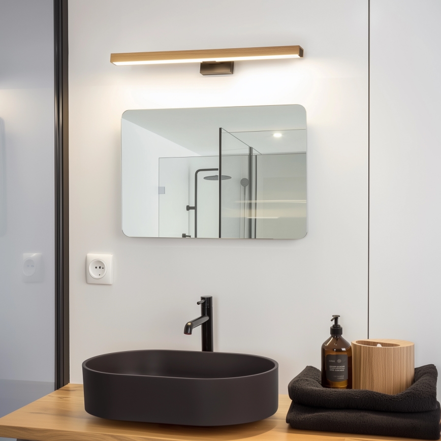 Brilagi - Kylpyhuoneen LED-peilivalo WOODY MIRROR LED/12W/230V 60 cm IP44 tammi/musta