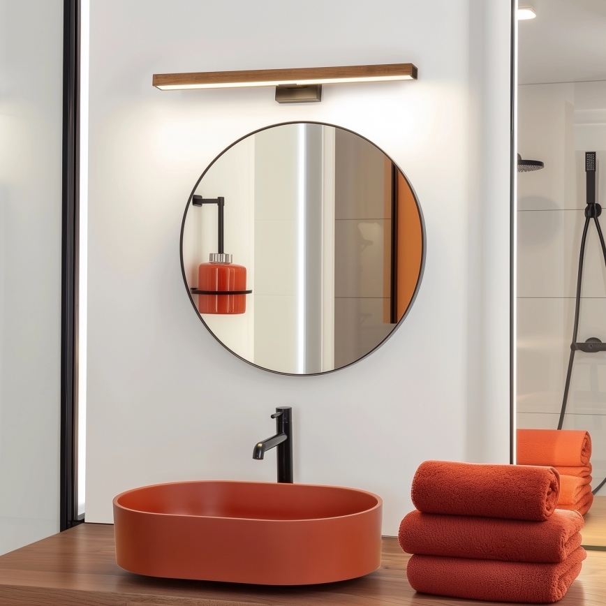 Brilagi - Kylpyhuoneen LED-peilivalo WOODY MIRROR LED/12W/230V 60 cm IP44 tammi kirsikka/musta