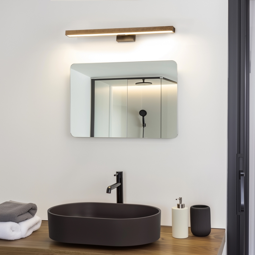 Brilagi - Kylpyhuoneen LED-peilivalo WOODY MIRROR LED/12W/230V 60 cm IP44 tammi saksanpähkinä/musta