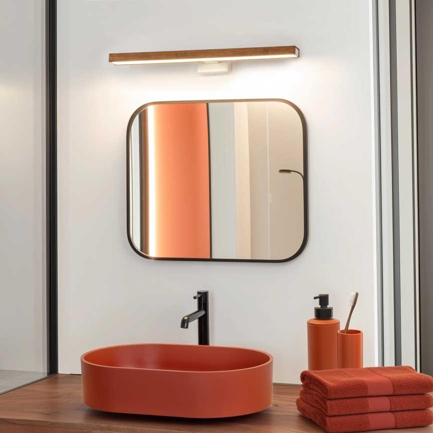 Brilagi - Kylpyhuoneen LED-peilivalo WOODY MIRROR LED/12W/230V 60 cm IP44 tammi kirsikka/valkoinen