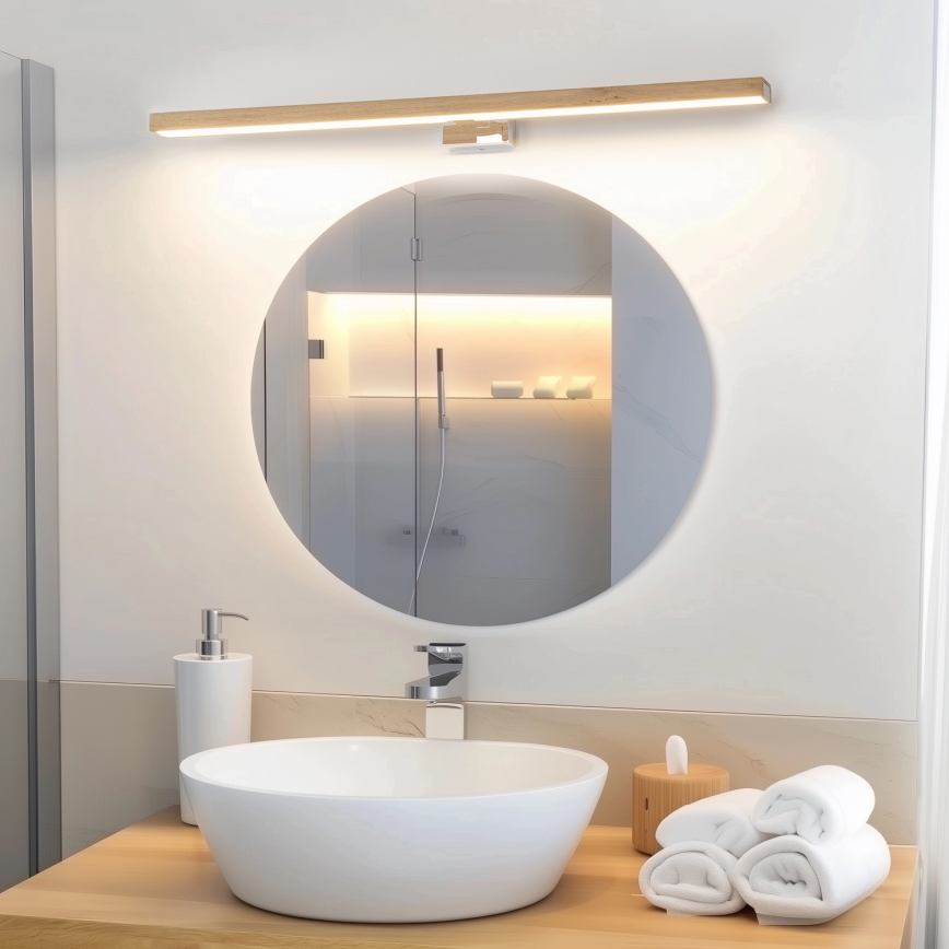 Brilagi - Kylpyhuoneen LED-peilivalo WOODY MIRROR LED/15W/230V 90 cm IP44 tammi/kiiltävä kromi