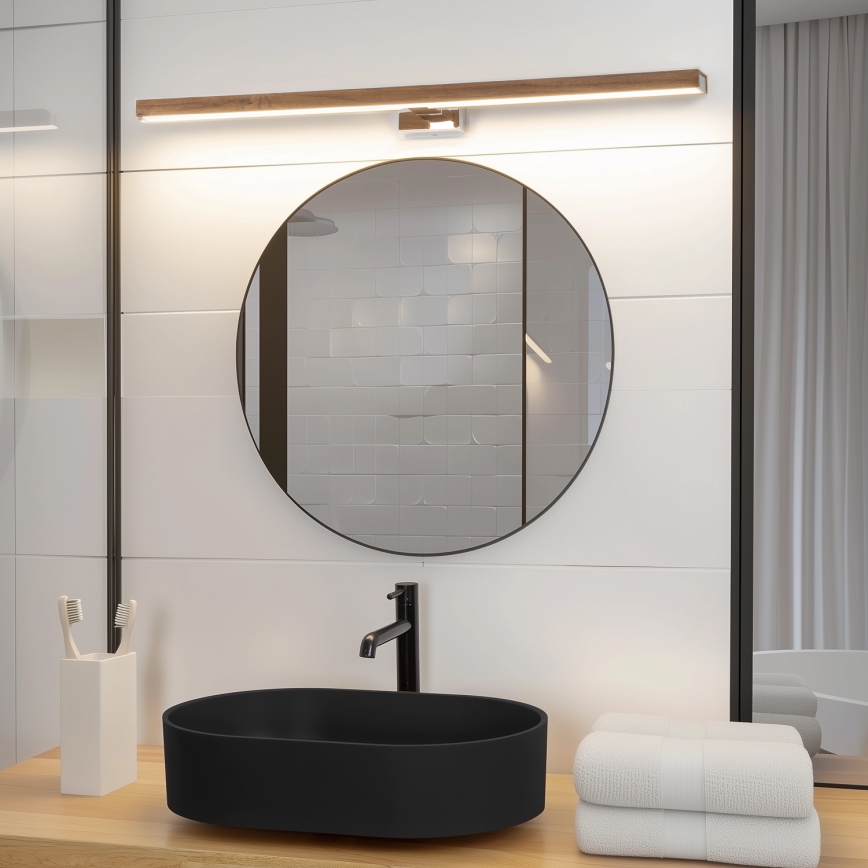 Brilagi - Kylpyhuoneen LED-peilivalo WOODY MIRROR LED/15W/230V 90 cm IP44 tammi saksanpähkinä/kiiltävä kromi