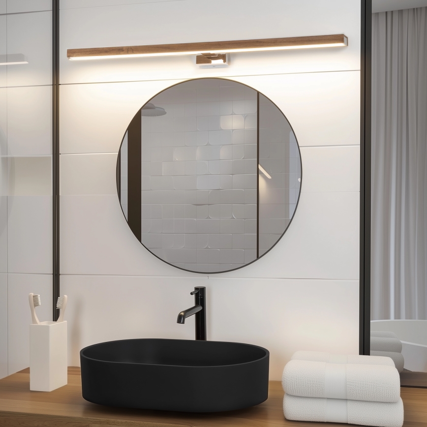 Brilagi - Kylpyhuoneen LED-peilivalo WOODY MIRROR LED/15W/230V 90 cm IP44 tammi kirsikka/kiiltävä kromi