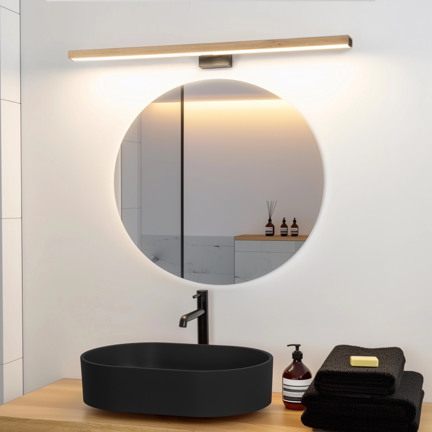Brilagi - Kylpyhuoneen LED-peilivalo WOODY MIRROR LED/15W/230V 90 cm IP44 tammi/musta