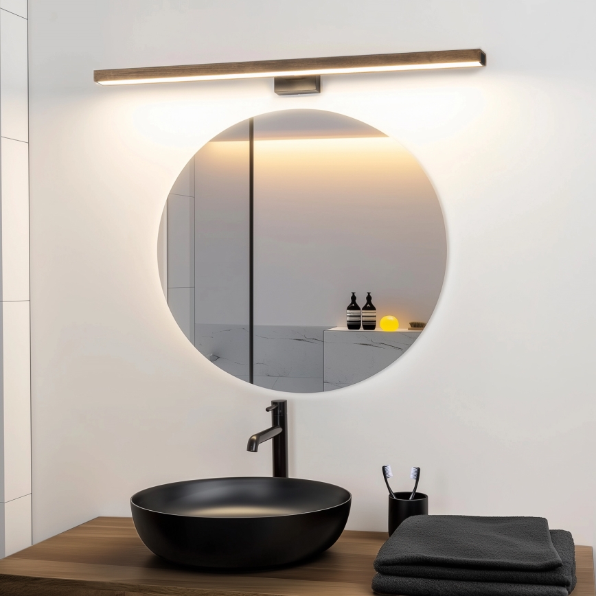 Brilagi - Kylpyhuoneen LED-peilivalo WOODY MIRROR LED/15W/230V 90 cm IP44 tammi saksanpähkinä/musta