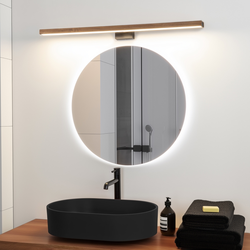 Brilagi - Kylpyhuoneen LED-peilivalo WOODY MIRROR LED/15W/230V 90 cm IP44 tammi kirsikka/musta