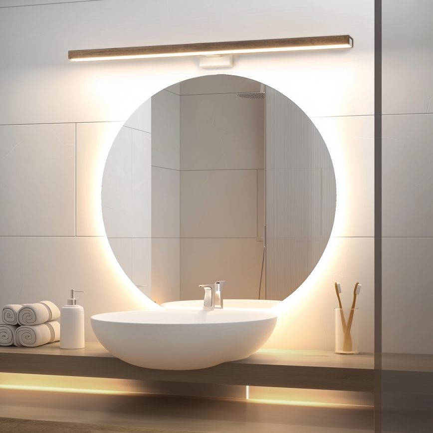 Brilagi - Kylpyhuoneen LED-peilivalo WOODY MIRROR LED/15W/230V 90 cm IP44 tammi saksanpähkinä/valkoinen