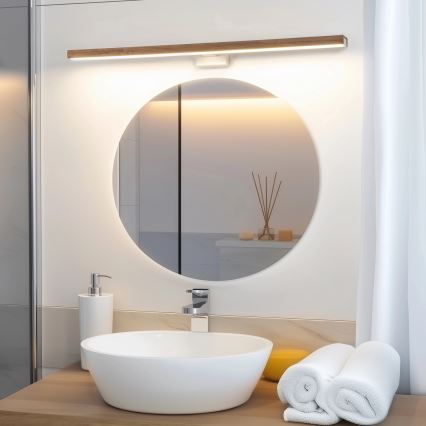 Brilagi - Kylpyhuoneen LED-peilivalo WOODY MIRROR LED/15W/230V 90 cm IP44 tammi kirsikka/valkoinen