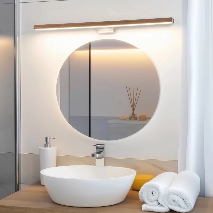 Brilagi - Kylpyhuoneen LED-peilivalo WOODY MIRROR LED/15W/230V 90 cm IP44 tammi kirsikka/valkoinen