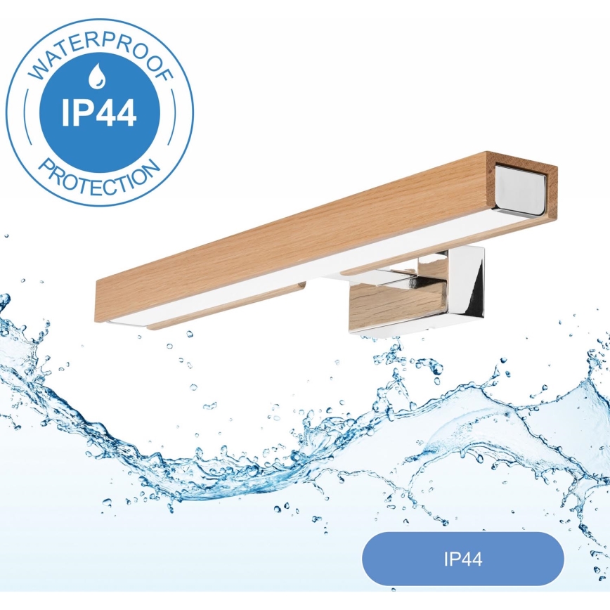 Brilagi - Kylpyhuoneen LED-peilivalo WOODY MIRROR LED/8W/230V 40 cm IP44 tammi/kiiltävä kromi