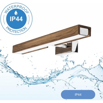 Brilagi - Kylpyhuoneen LED-peilivalo WOODY MIRROR LED/8W/230V 40 cm IP44 tammi saksanpähkinä/kiiltävä kromi