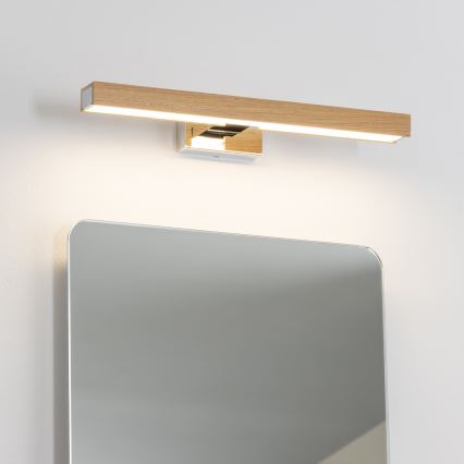 Brilagi - Kylpyhuoneen LED-peilivalo WOODY MIRROR LED/8W/230V 40 cm IP44 tammi/kiiltävä kromi
