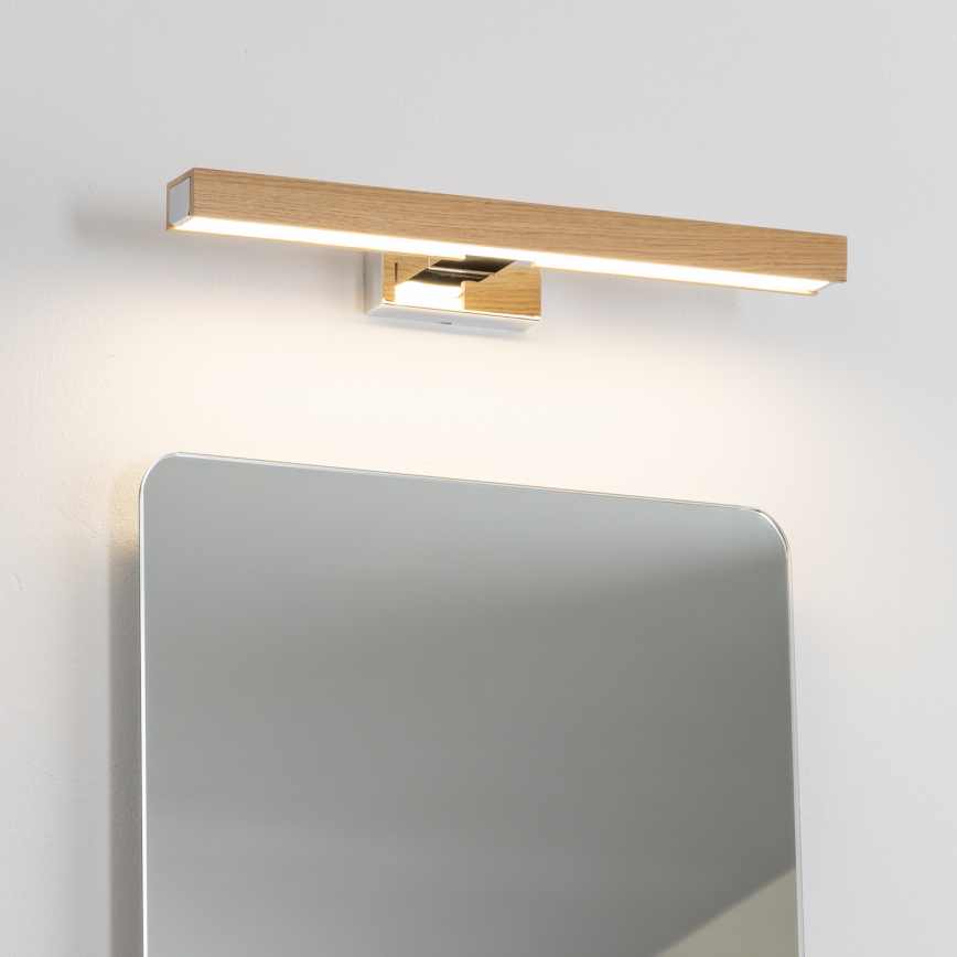 Brilagi - Kylpyhuoneen LED-peilivalo WOODY MIRROR LED/8W/230V 40 cm IP44 tammi/kiiltävä kromi