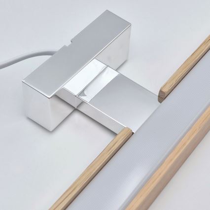 Brilagi - Kylpyhuoneen LED-peilivalo WOODY MIRROR LED/8W/230V 40 cm IP44 tammi/kiiltävä kromi