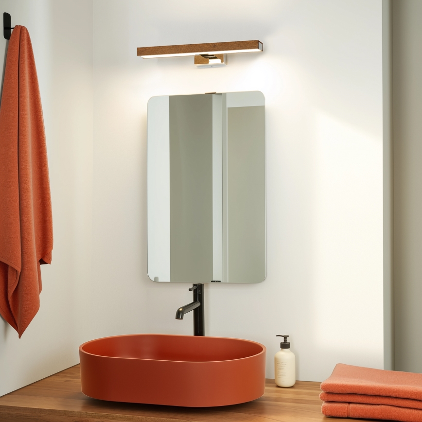 Brilagi - Kylpyhuoneen LED-peilivalo WOODY MIRROR LED/8W/230V 40 cm IP44 tammi kirsikka/kiiltävä kromi