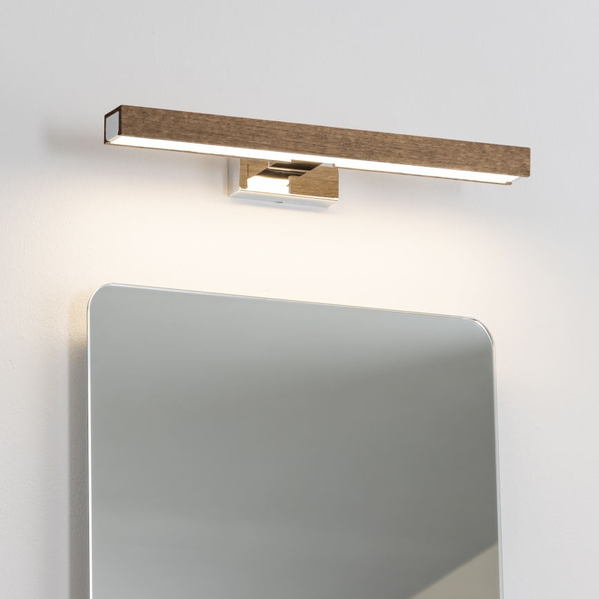Brilagi - Kylpyhuoneen LED-peilivalo WOODY MIRROR LED/8W/230V 40 cm IP44 tammi saksanpähkinä/kiiltävä kromi