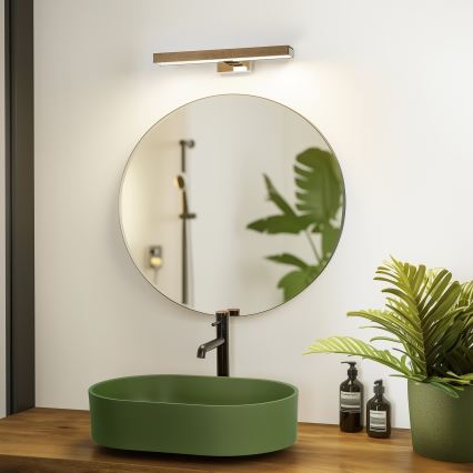 Brilagi - Kylpyhuoneen LED-peilivalo WOODY MIRROR LED/8W/230V 40 cm IP44 tammi saksanpähkinä/kiiltävä kromi