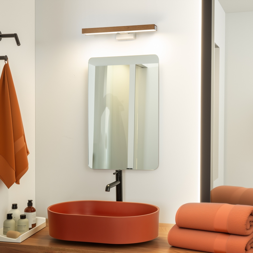 Brilagi - Kylpyhuoneen LED-peilivalo WOODY MIRROR LED/8W/230V 40 cm IP44 tammi kirsikka/valkoinen