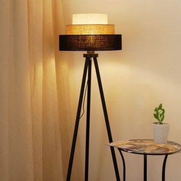 Brilagi - Lattialamppu ASPEN LUNETA 1xE27/15W/230V musta/beige/kerma